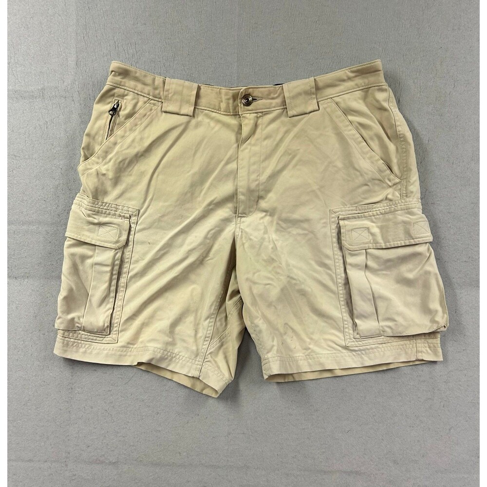 Duluth Trading Shorts Mens Large Khaki Cargo Outdoor Nylon Stretch Hiking 9”